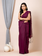 Laa Calcutta Magenta & Gold silk cotton embllished box sequence saree