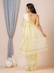 Laa Calcutta Yellow & Gold silk cotton embllished box sequence saree