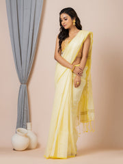 Laa Calcutta Yellow & Gold silk cotton embllished box sequence saree
