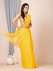 Laa Calcutta Yellow & Gold silk cotton embllished box sequence saree