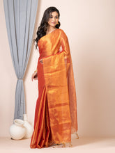 Laa Calcutta Brown dual tone silk women Tissue saree