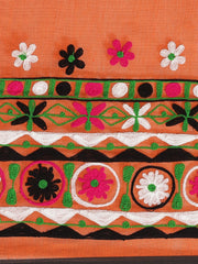 Orange & Black handloom saree