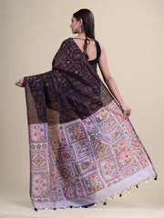 Black & White  Silk cotton  Handloom  saree