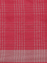 Laa Calcutta Rani & Silver cotton solid handloom saree