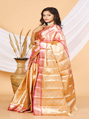 Gold & Pink all over zari work Garad saree