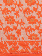 Orange & Green Cotton Jamdani Saree