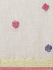 White & Pink  handloom saree