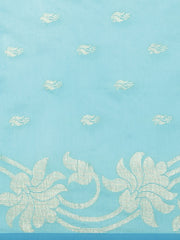 Sky Blue & Golden handloom saree