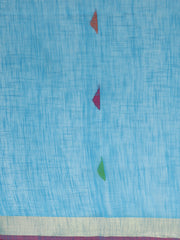 Laa Calcutta Sky Blue & Pink  cotton Handloom  saree