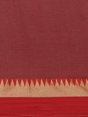 Laa Calcutta Maroon & Black cotton Handloom saree