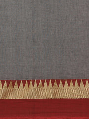 Laa Calcutta Grey & Red cotton Handloom saree
