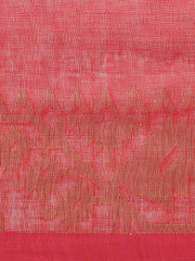 Pink & Golden Linen Jamdani Saree