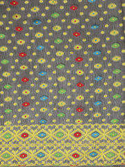 GREEN & GOLDEN HANDLOOM Hand Woven Silk Tant Jamdani Saree