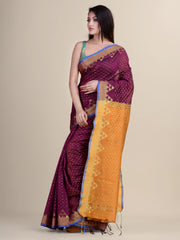 Violet & Yellow handloom saree