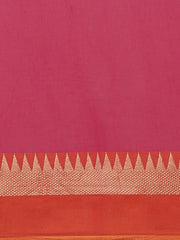 Laa Calcutta Pink & Orange Cotton saree