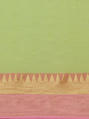 Laa Calcutta Green & Pink  cotton Handloom  saree