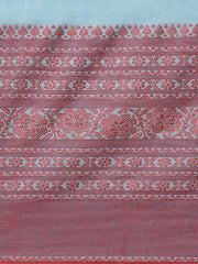 Sky Blue & Red handloom saree