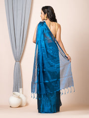 Laa Calcutta Peacock Blue silk women Tissue saree