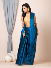 Laa Calcutta Peacock Blue silk women Tissue saree