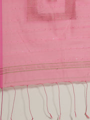 Pink & Golden women sequence silk blend handloom saree