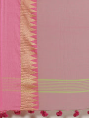 Laa Calcutta Green & Pink  cotton Handloom  saree