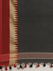 Laa Calcutta Maroon & Black cotton Handloom saree