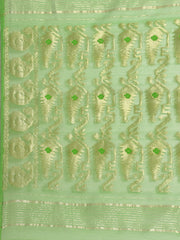 Green  & Golden  Cotton Jamdani Saree