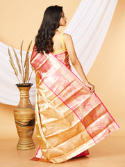 Gold & Pink all over zari work Garad saree
