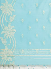 Sky Blue & Golden handloom saree