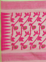 Green & Pink Cotton Jamdani Saree
