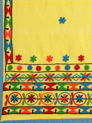 Yellow & Blue handloom saree