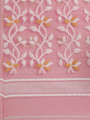Pink & White Cotton Jamdani Saree