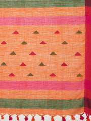 Laa Calcutta Orange  & Pink  cotton Handloom  saree