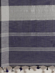 Laa Calcutta Blue & Silver Pure cotton Handloom Saree