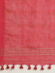 Pink & Golden Linen Jamdani Saree
