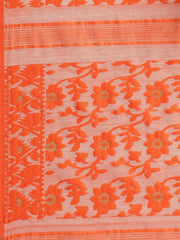 Orange & Green Cotton Jamdani Saree