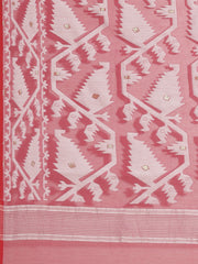 Pink & White  Cotton Jamdani Saree