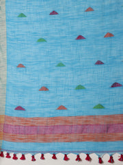 Laa Calcutta Sky Blue & Pink  cotton Handloom  saree