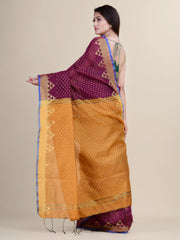 Violet & Yellow handloom saree