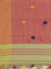 Lime Green & Red  handloom saree