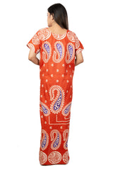 Rust & White pure cotton floral nighty