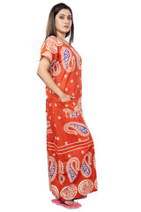 Rust & White pure cotton floral nighty
