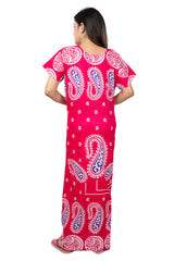 Pink & Multi  pure cotton floral nighty