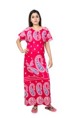 Pink & Multi  pure cotton floral nighty
