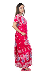 Pink & Multi  pure cotton floral nighty