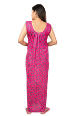 Pink & Black pure cotton floral nighty