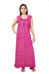 Pink & Black pure cotton floral nighty