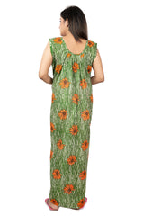 Green & Orange pure cotton floral nighty