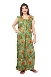 Green & Orange pure cotton floral nighty