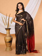 Black & Maroon Bhagalpuri silk saree